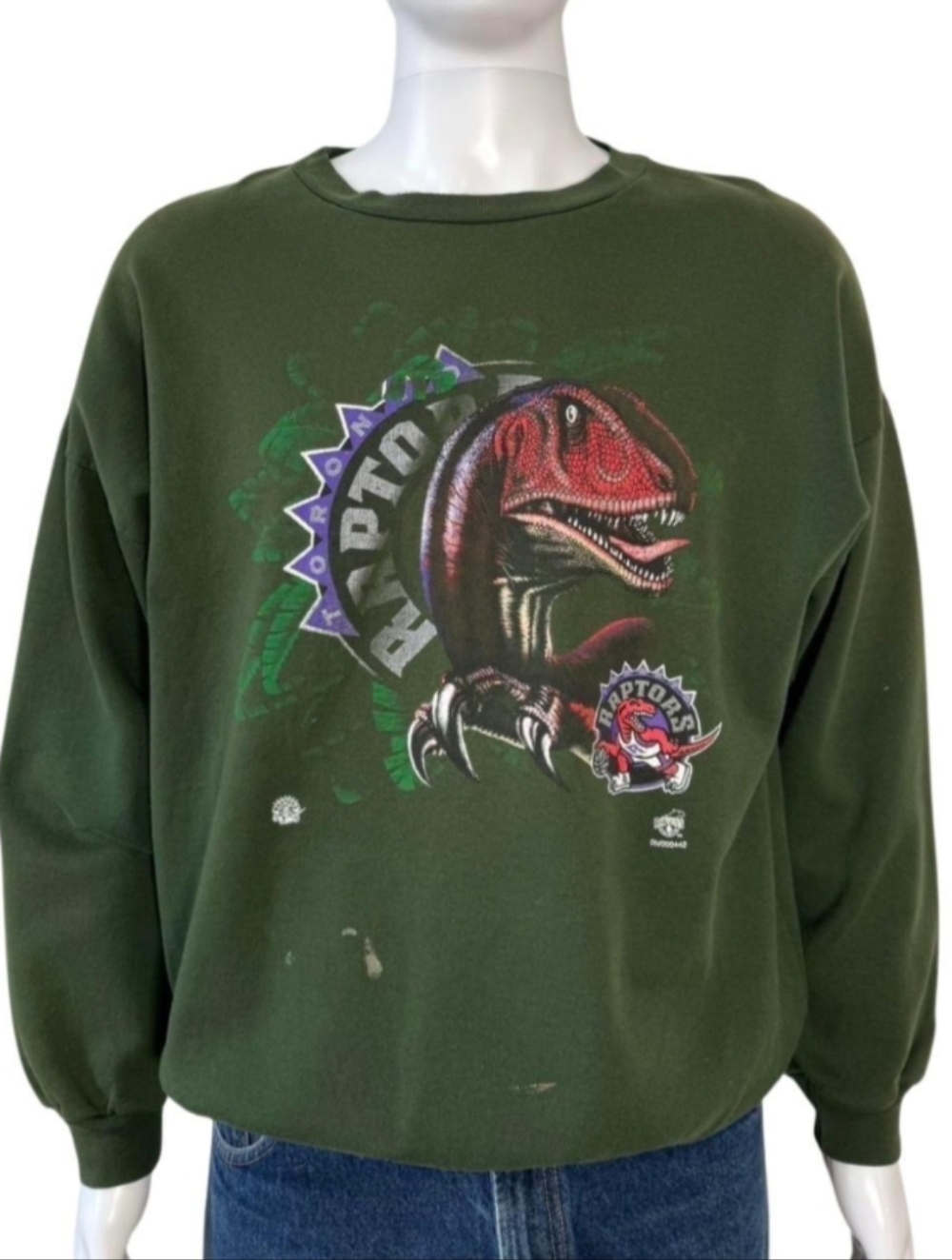 Vintage 90s Toronto Raptors NBA green  crewneck sweatshirt 100% polyester